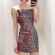 Сексуальное облегающее мини-платье с леопардовым принтом и открытой спиной 2019 летние женские модные вечерние платья с вырезом лодочкой 2024 - купить недорого