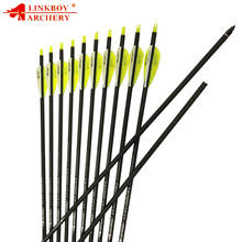 Linkboy Archery Mix Carbon Arrows 30inch Sp500 ID6.2mm 2.8inch Plastic Vanes 90gr Tips Compound Recurve Bow Longbow Hunting 2024 - buy cheap