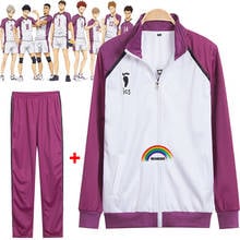 Аниме футболка! Haikyuu TEMPORADA 3 Shiratorizawa Gakuen Wakatoshi Ushijima Косплей Uniforme Traje Chaqueta спортивная одежда (куртка и брюки) 2024 - купить недорого