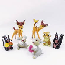 Figuras de dibujos animados de Disney para niños, juguetes coleccionables de Bambi Thumper Faline, modelo bonito de 5-7cm, decoración de pasteles, 7 unids/set por Set 2024 - compra barato