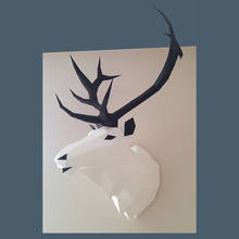 Troféu cabeça de cervo 3d, modelo de artesanato de papel animal, escultura de papel, barra moderna de decoração de parede, artesanato faça você mesmo 2024 - compre barato