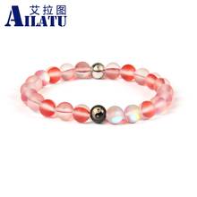 Ailatu New Collection Stainless Steel YingYang Balance Bracelet with 8mm Flash BeadsTop Quality Never Fade 2024 - compra barato