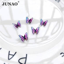 JUNAO 10 шт 8*10 мм фиолетовые бабочки для ногтей Стразы клей для наклеек на хрустальные камни плоская задняя Смола страз для дизайна ногтей украшения 2024 - купить недорого