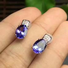 100% Natural Real Tanzanite Earring 925 sterling silver Fine jewelry Natural and Real Tanzanite Earring 2024 - buy cheap
