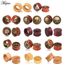 Miqiao 2pcs Wood Flesh Tunnels Saddle Ear Gauges Ear Plugs Expander 8mm-20mm Solid Hollow Body Piercing Jewelry For Men Women 2024 - buy cheap