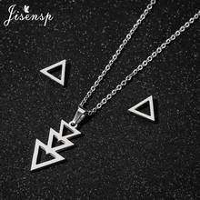 Jisensp-collar de triángulo hueco múltiple para mujer, pendientes geométricos de acero inoxidable, conjuntos de joyería, regalo de fiesta 2024 - compra barato