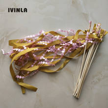 Varitas de cinta dorada y rosa con estrella para decoración de boda, 30 unids/lote 2024 - compra barato