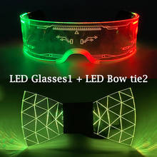 Traje de gafas LED con pajarita para hombre, accesorios brillantes para fiesta de DJ, decoración luminosa, corbata 2024 - compra barato
