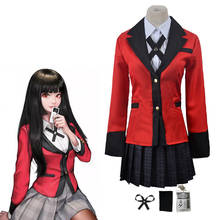 Disfraz de Anime KAKEGURUI Jabami Yumeko, uniforme escolar japonés, traje rojo JK, vestido de Halloween 2024 - compra barato