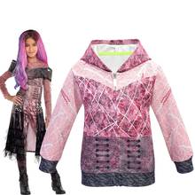 Crianças de manga comprida bebê meninas com zíper casaco com capuz descendentes 3 cosplay 3d impresso hoodie traje crianças primavera outono 2024 - compre barato