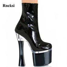 Rncksi Sexy Round Toe Night Club Party Queen Square Heels Shoes Women's Ankle Boots Pole Dance Shoes 18cm High Heels Boots 2024 - buy cheap