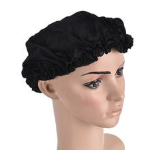 Warp Adjustable Size Sleep Night Cap Head Cover Bonnet Hat for For Curly Springy Hair Black 2024 - купить недорого