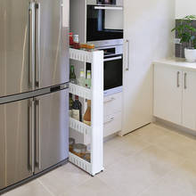 Подвижная Пластиковая Полка для хранения холодильника с роликовыми полками, 4-слойная кухонная полка для ванной комнаты 2024 - купить недорого