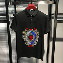 European And American Tops Short Sleeved Rhinestone Shirt Fashion Exclusive Custom Men's Letters Trend Luxury Polo 2024 - buy cheap