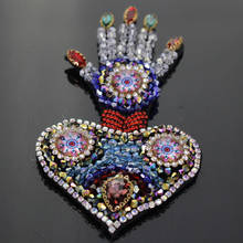 Quality Handmade Rhineston beaded Patches Love  Sew on crystal patch for clothing beading Applique cool patch 2024 - buy cheap