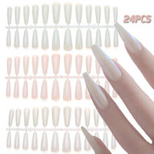 24 Pcs Detachable Long Ballerina Coffin Aurora Fake Nails Full Coverage False Nails DIY Nail Art Nail Tips Manicure Tools 2024 - buy cheap