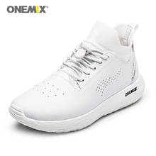 ONEMIX Men Women White sneakers super light walking shoes outdoor Running Shoes soft fabric leather Light Man Shoes in Black 2024 - buy cheap