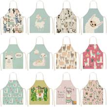 1Pcs Kitchen Apron Waterproof Cute Alpaca Printed Cotton Linen Apron Kitchen Cooking Men Women Home Cleaning Tools 2024 - buy cheap