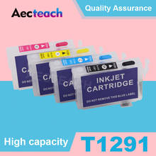 Aecteach-cartucho de tinta recargable T1291 para impresora Epson Stylus, SX230, SX235W, SX420W, SX425W, SX430W, SX435W 2024 - compra barato