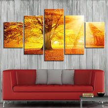 Gold Tree Sunset Canvas Pictures Framework HD Prints Poster 5 Piece landscape Paintings Modular Home Decoration Wall Art 2024 - buy cheap
