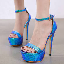 Sandálias de verão elegantes sapatos para mulher sandálias de plataforma sapatos de festa sandálias de casamento bombas rosa azul salto alto ljb3 2024 - compre barato