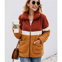2019 elegante casaco de pele do falso das mulheres outono inverno grosso quente jaqueta de lã macia bolso com zíper outerwear casaco ursinho 2024 - compre barato