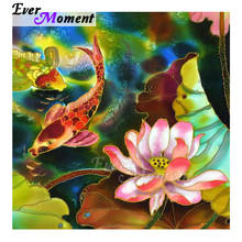 Ever moment pintura de diamante artesanal peixe lótus inteiramente quadrado broca decoração para casa 5d diy diamante bordado mosaico asf2050 2024 - compre barato