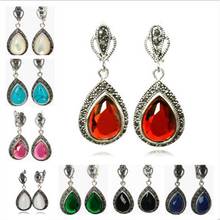 Free Shipping  8 Choices 925 A Gems&Marcasite Waterdrop Earrings 1 1/2 " 2024 - buy cheap
