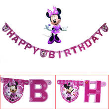 Bunting Garland Banners Flags Happy Birthday Banner Boys Girl Baby Shower Decoration Minnie Mouse Birthday Party Supplies Decor 2024 - buy cheap