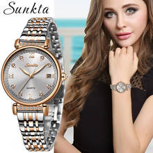 SUNKTA-Reloj de pulsera de acero inoxidable para mujer, accesorio sencillo con diamantes, informal, deportivo, resistente al agua 2024 - compra barato