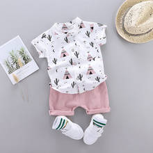 Conjunto de ropa y Top para niños, camisa de manga corta y pantalones cortos, de verano, 2 uds. 2024 - compra barato