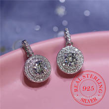 925 Sterling Silver Cubic zirconia Round Stud Earrings For Women Grils Bridal Earring Female pendientes mujer moda 2024 - buy cheap
