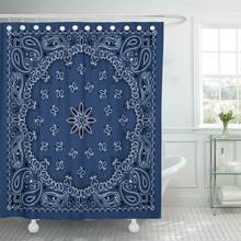 Cortina de banho estampada azul caxemira colorida, lenço com borda preta de tecido de poliéster à prova d'água 72x78 polegadas 2024 - compre barato