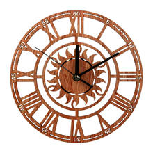1 Pcs 23 Cm Wooden Wall Clocks Round Shape Sun Pattern Roman Number Digital Living Room Bedroom Home Decor Clock Watch In Wall 2024 - buy cheap