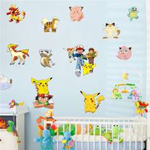 Pegatinas de Pikachu de monstruos de bolsillo, pegatina de pared de dibujos animados, decoración de habitación de niños, Pegatina autoadhesiva, decoración de maleta de Pikachu lindo 2024 - compra barato