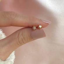 delicate 925 sterling silver girl stud sparking bling clear star shaped cz mini small star stud earring 2024 - buy cheap