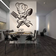 Spoon Fork Chef Moustache Hat Wall Sticker Kitchen Dinning Room  Chef Beard Kitchen Tools Wall Decal Restaurant Vinyl Decor 2024 - buy cheap