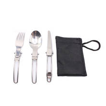 Three-piece Outdoor Stainless Steel Folding Tableware Portable Folding Knife, Fork and Spoon Travel Outdoor Camping Tableware 2024 - buy cheap
