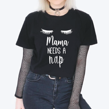 Camiseta estampada da mamãe necessita um cochilo, camiseta feminina casual engraçada com gola 0 para o verão ao ar livre, camisetas de algodão 2024 - compre barato