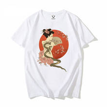 Camiseta de estilo japonés Ukiyoe para hombre, camisa informal de manga corta de cuento de dragón, ropa de calle unisex, color blanco, vintage 2024 - compra barato