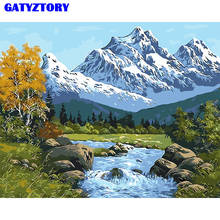 GATYZTORY-Cuadro de paisaje de montaña y nieve para pintar a mano, cuadro de Arte de pared, lienzo, pintura, 60x75cm 2024 - compra barato