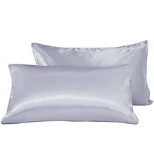 Funda de almohada de Color sólido, cubierta de almohada cuadrada de seda Artificial, suave, Mulberry, Queen estándar, 1 par, 100% 2024 - compra barato