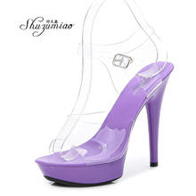Sapato feminino transparente plataforma impermeável, calçado feminino stiletto sexy salto alto 13cm 2024 - compre barato