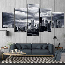 5 Panels Framed Wall Art Canvas Prints Pictures Painting Modern City View Posters Artwork Bedroom Office Works Home Decoration 2024 - buy cheap