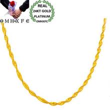 OMHXFC, venta al por mayor, mujer europea, fiesta, boda, regalo, largo 45cm de ancho, 2mm de onda Real, 18 kt o 24 kt, collar de cadena de oro NL83 2024 - compra barato