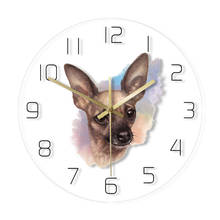Reloj de pared acrílico transparente con retroiluminación LED para perro Chihuahua, reloj de pared con acuarela para mascota, bonito cachorro, regalo para amante de los perros 2024 - compra barato