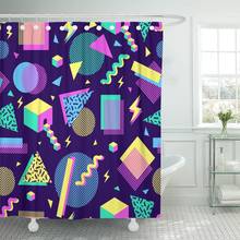 Cortina de chuveiro com formas geométricas multicolor em poliéster, tecido de 72x72 polegadas, vintage, abstrata 80s, à prova d'água 2024 - compre barato