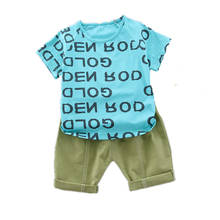 Novo verão do bebê meninos roupas terno crianças meninas carta t camisa shorts 2 pçs/sets da criança roupas casuais infantil 2024 - compre barato
