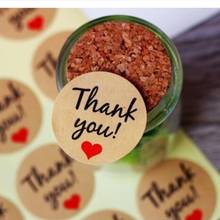 1000pcs/Vintage Thank you Heart Round Kraft paper Seal sticker For handmade products Handmade with Love stickers lable Wholesale 2024 - buy cheap
