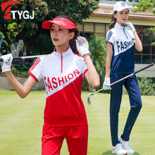 Women's sportswear Golf Pant Set Gym Clothes Running Tennis Shirt+Pants Sports Suit  Short Sleeve Shirts Casual Long Pants 2024 - buy cheap